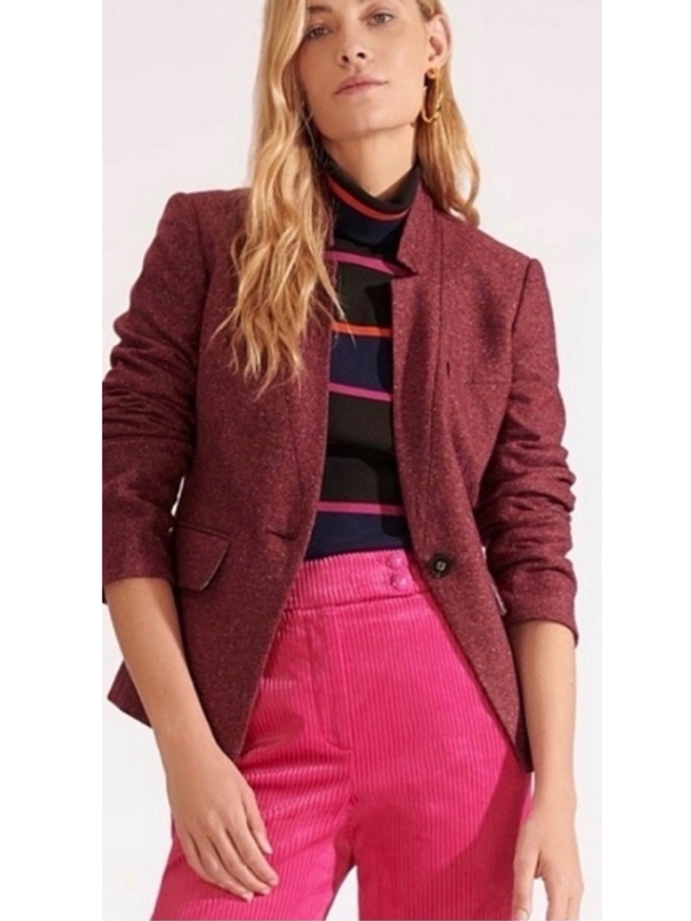 VERONICA BEARD Farley Dickey Blazer Jacket Berry Burgundy Size 6